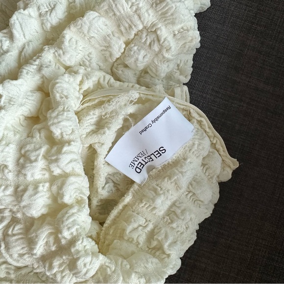 Selected Femme waffle high neck top in cream - Picture 3 of 8